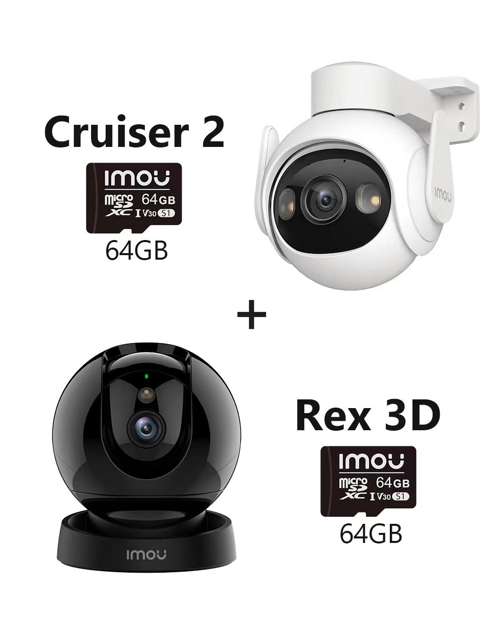 IMOU [Cruiser 2 + Rex 3D] Kit caméra de sécurité PTZ WiFi 5MP/3MP pour l' extérieur et l'intérieur