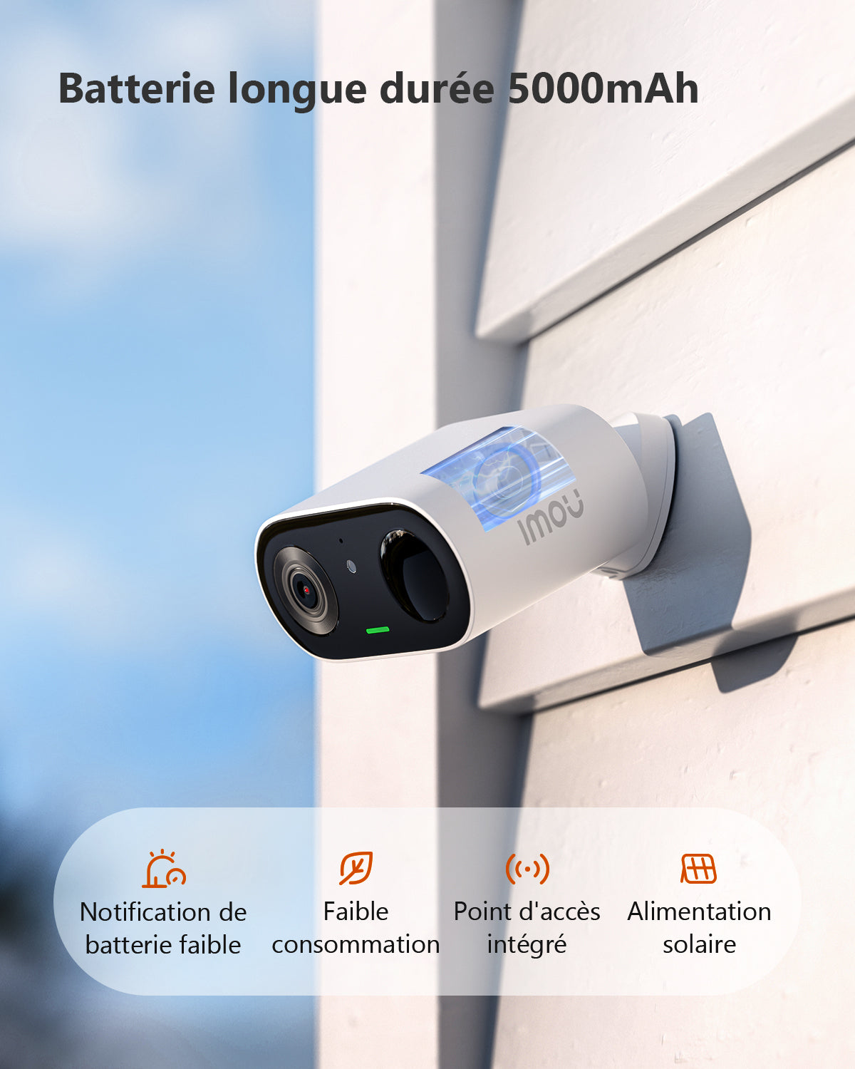Imou 2K Caméra Surveillance WiFi Extérieur sans Fil Batterie, Caméra de  Surveillance Extérieur/Intérieur, Détection Humaine AI, Étanche IP65, Audio